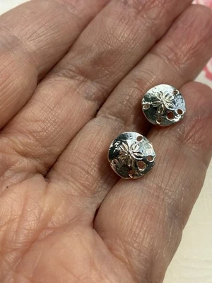 PENDIENTES REDONDOS DÓLAR ARENA CHAPADOS EN PLATA FILIGRANA Foto 1 de 4