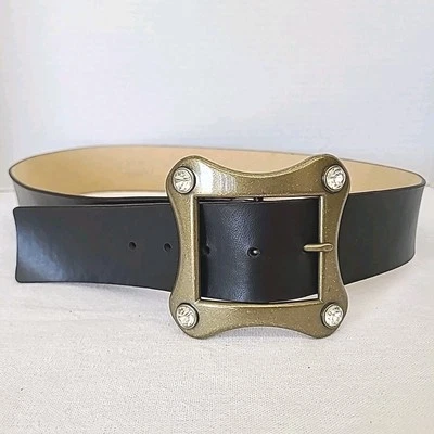 Cinturón para mujer Steve Madden cuero genuino marrón oscuro talla L latón hebilla dimond  Foto 1 de 4