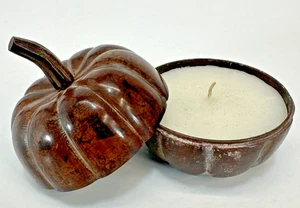 Metal Pumpkin Shaped Candle Holder Trinket Bowl Dish w/Lid Decor Fall Halloween - Picture 1 of 7