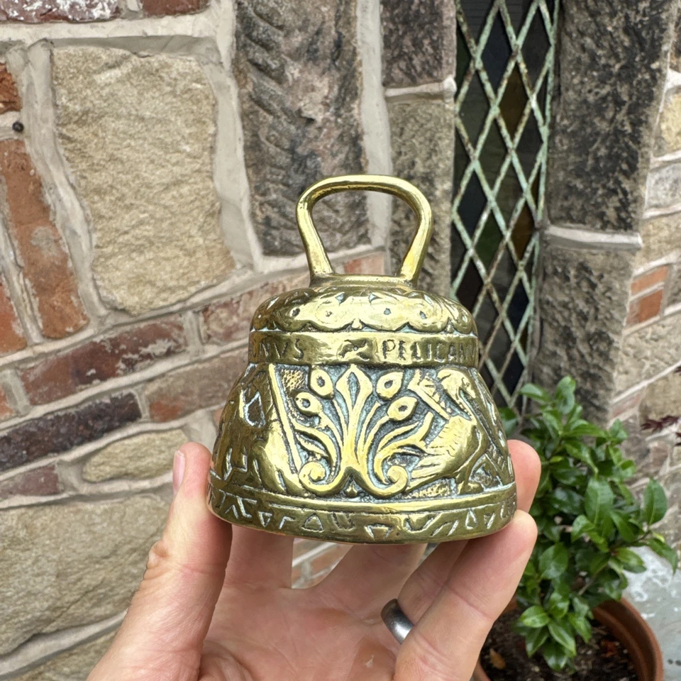 Brass Sanctuary Alter/Prayer Bell Pelicans Leo  England Catholic Vintage Church  - Image 1 of 4