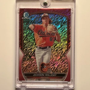 2023 Bowman Chrome Red Shimmer Refractor 02/10 #BCP-227 Jackson Holliday Orioles - Picture 1 of 14