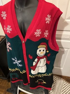 NWT Ragstock Ugly Christmas Sweater Size XXL Red Sleeveless Snowman Retails $40 - Picture 1 of 3