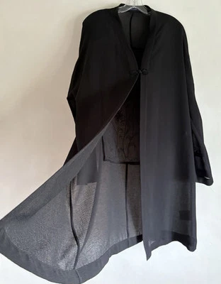 VINTAGE WINDSMOOR BLACK LONG SLEEVE JACKET DUSTER LONGLINE  KIMONO SIZE:10 - Image 1 of 4