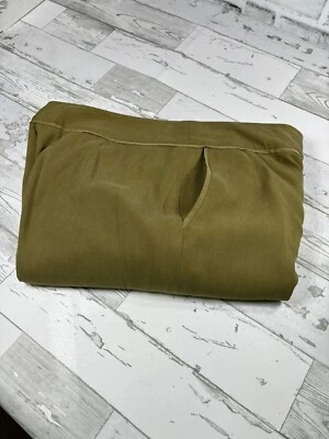 Due Per Due Wide Leg Silk Pant Olive Green Wm Sz 10 Lined Flowy Evening Classy - Image 1 of 4