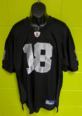 Randy Moss Oakland Raiders Reebok On Field Jersey Men's Size 50 #18  NFL Cover