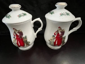 Old Fashion Father Christmas English (2 Tassen mit Deckel) Bone China Staffordshire - Bild 1 von 9