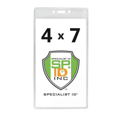 4X7 Clear Vinyl Large Event Badge Holder for Sports Ticket, Press Pass and More - Image 1 of 4