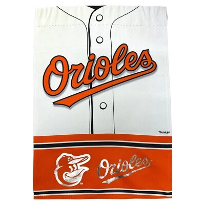 Baltimore Orioles 12.5 x 18 Inch Double Sided Suede Foil Garden Flag - Image 1 of 2