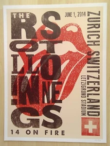 Rolling Stones 14 on fire Tour 2014 official poster Zürich nummeriert 19/100 - Bild 1 von 2