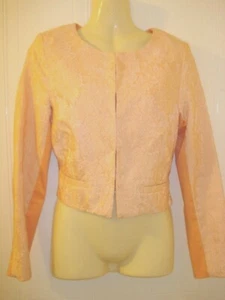 Women's H&M Conscious Collection Tangerine Brocade Lace Collarless Jacket 8 UK - Picture 1 of 5