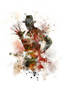 ART PRINT Freddy Krueger illustration, Halloween Wall Art, Horror, Gift - Picture 1 of 2