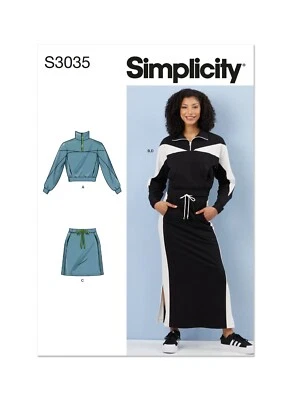SIMPLICITY 3035 MISSES KNIT TOPS & SKIRTS Pattern Size XS-XXL Skill: EASY - Image 1 of 4