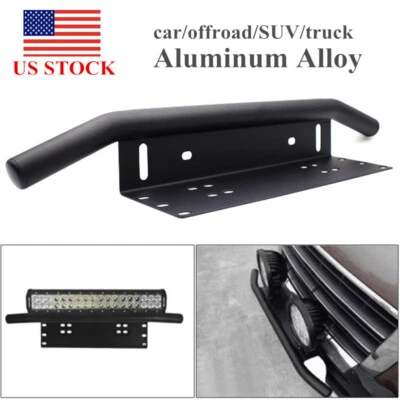 Soporte de montaje de placa de matrícula de parachoques todoterreno de servicio negro Soporte de luz antiniebla LED Foto 1 de 4