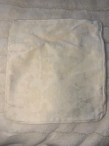 CREAM SQUARE 16 INCH CREAM DAMASK SILK SATIN FEEL CUSHION COVER ZIP UP PIPED - Picture 1 of 7