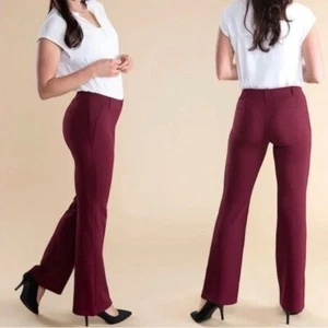 BETABRAND Burgundy Plum Classic Dress Pant Yoga Pant Bootcut Flare Size L - Picture 1 of 7