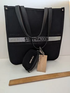 best offer~! Fantastic New With Tag Authentic Black Steve Madden Tote Bag Purse - Picture 1 of 8