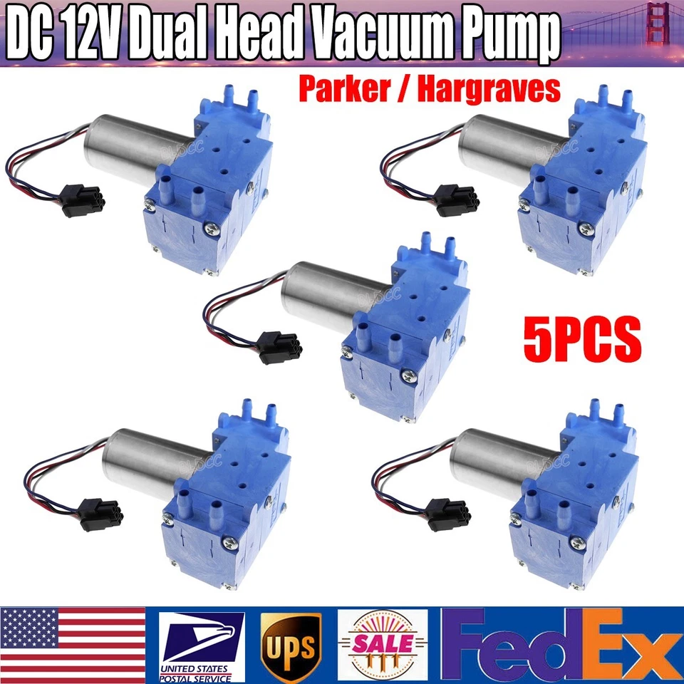 5PCS Parker / Hargraves DC12V Dual Head Brushless Air Pump Vacuum Diaphragm Pump - Image 1 of 4