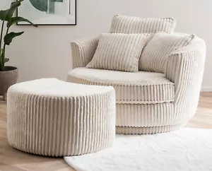 Relaxsessel Fernseh Polster Sessel Love Seat Cord drehbar + Kissen Hocker Comfy - Bild 1 von 30