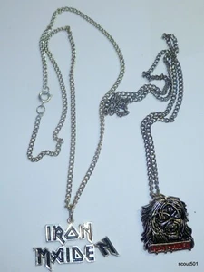 Lot 2 Vintage 2000s New Iron Maiden Chain Pendent Necklaces Eddie Metal As image - Picture 1 of 9