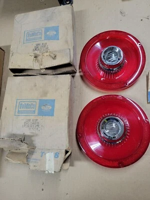 NOS PAIR OEM 1965 FORD CUSTOM GALAXIE TAILAMP LIGHT LAMP LENS B/U C5AZ-13450-D - Imagem 1 de 4