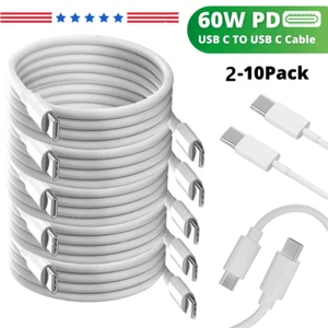2-10Pack Lot 60W USB-C To C Cable PD Fast Charge For iPad Pro/Air/Macbook/Smaung - Picture 1 of 14