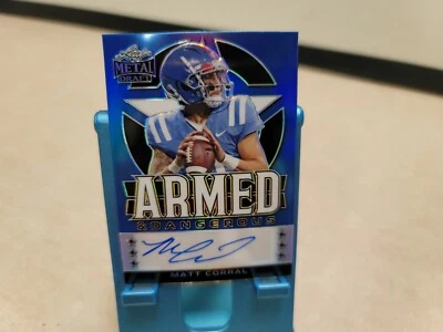 MATT CORRAL Ole Miss 2022 Leaf Metal Draft Armed Dangerous Blue AUTO # /30 - Image 1 of 4
