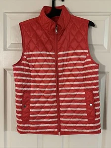 Talbots Small Light Weight ZIP Up Striped Sleeveless Quilted Vest Women 10-1 - Picture 1 of 3