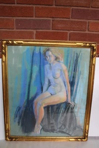 Vtg 1946 William Reginald Watkins, Nude Impressionist Pastel Painting, Listed - Picture 1 of 24
