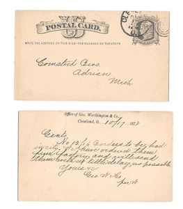 UX5 1878 Cleveland Ohio Duplex Target Cancel Geo Worthington Co Hardware - Picture 1 of 3