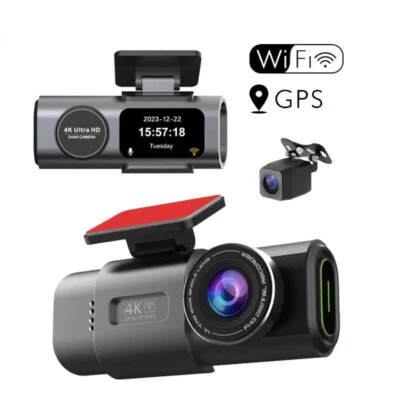 4K Dash Cam UHD Dual Lens Car Recorder With WiFi GPS Tracker Night Vision - Bild 1 von 4