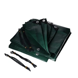 Abdeckplane Gewebeplane 260g/m² grün + 4x Befestigungsseil & Eckenverstärkung - Bild 1 von 50