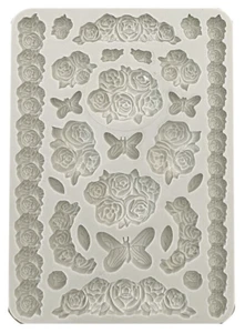 Stamperia - A5 - SILICON MOULD - SHABBY ROSE- 14.8 cm X 21 cm, Butterflies - Picture 1 of 1