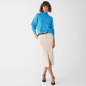 NEW J Crew Womens Cozy Cropped Rib Turtleneck Sweater Stretch Knit Blue M NWT - Picture 1 of 13