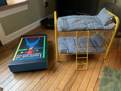 American Girl Doll YELLOW BUNK BEDS with ladder mattresses pillows With Box - Image 1 of 4