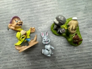 vintage DISNEY PVC FIGURE LOT/3 Bambi rabbit squirrel chipmunk THUMPER & Dopey - Picture 1 of 13