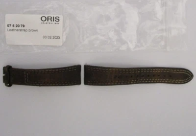 Correa de reloj original ORIS 20mm x 16mm de cuero de becerro marrón 115mm x 85mm # 0752079 Foto 1 de 4