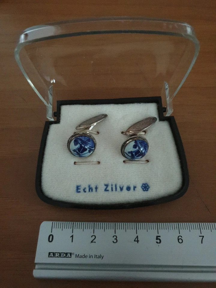 Gemelli In Argento e Smalto Anni 70 - Immagine 1 di 1