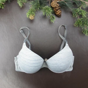Victoria's Secret Bra 34C Gray Striped Padded Underwire Adjustable Clasp Back - Picture 1 of 11