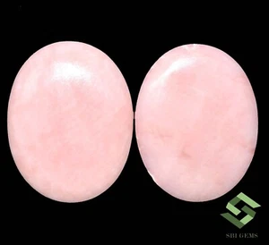 Certified Natural Pink Opal Oval Cabochon Pair 35.70 Cts 28x22 mm Loose Gems - Picture 1 of 6