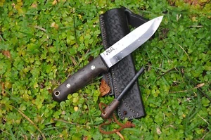 STUNNING MG Custom Knives MDL  "Maximum" | Walnut Handle | Tooled Leather Sheath - Picture 1 of 19