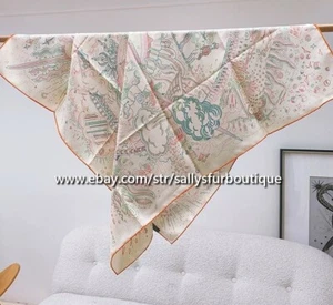 2025 Sallys Boutique 18 Momme Twill Silk Wrap Scarf Horse Print Square Shawl 35" - Picture 1 of 46