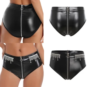 Womens Briefs Rave Panty Costume Underwear Micro Thongs Zip Knickers High Waist - Picture 1 of 24