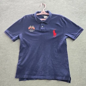 Polo Ralph Lauren Boys Polo Shirt XL Blue Big Pony USA American Flag Embroidered - Picture 1 of 9