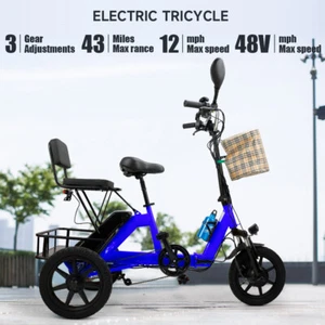3 Wheel Electric Trike for Adults 3 Wheel Motorized Folding Tricycle E-Bike R - Picture 1 of 22
