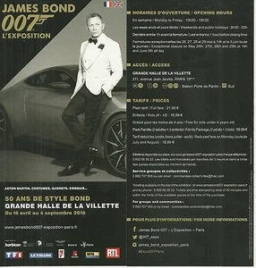 FLYER PLV - JAMES BOND 007 : L' EXPOSITION 50 ANS A PARIS ( FRANCE ) / ADVERT - Photo 1/1