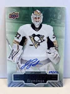 Jeff Zatkoff 2014 cubierta superior fichajes prioritarios novato automático 9/50 Penguins firmado - Imagen 1 de 4