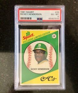 1981 Topps Squirt Rickey Henderson RC PSA 6 Oakland A's #28 VERY RARE LOW POP