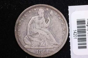 Medio dólar Liberty sentado 1861, moneda circulada coleccionable asequible, #14201 - Imagen 1 de 2