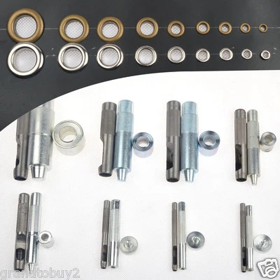 Eyelet Punch Tool Set Kit + 20 Sets Eyelet Clothing Grommet Banner Leather Craft - image 1 of 2