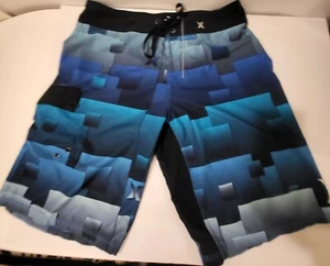 Hurley Phantom Men's Swimming Board Shorts Blue/Black/Green Color Design Size M - Picture 1 of 7